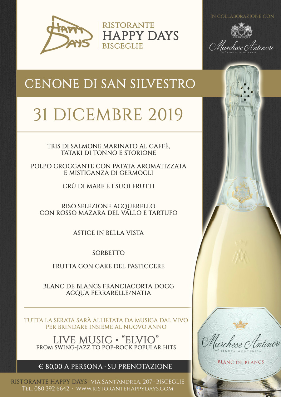 Cenone di S.Silvestro – 31 Dicembre 2019